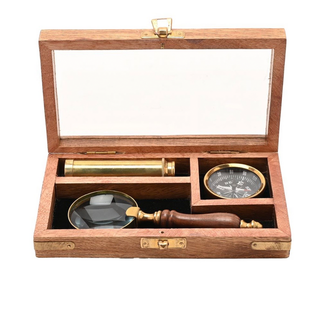 Personalised Classic Brass Explorer Gift Set