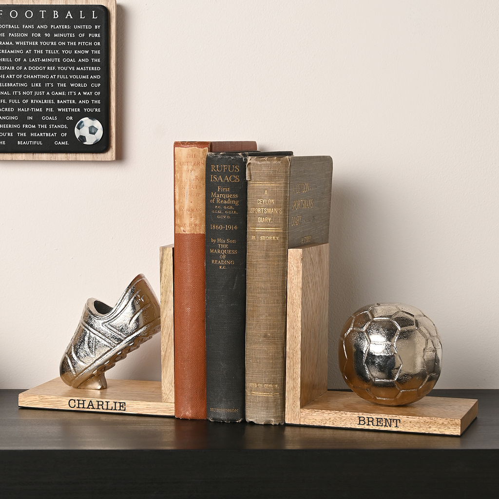 Personalised Rustic Wooden Football Bookends