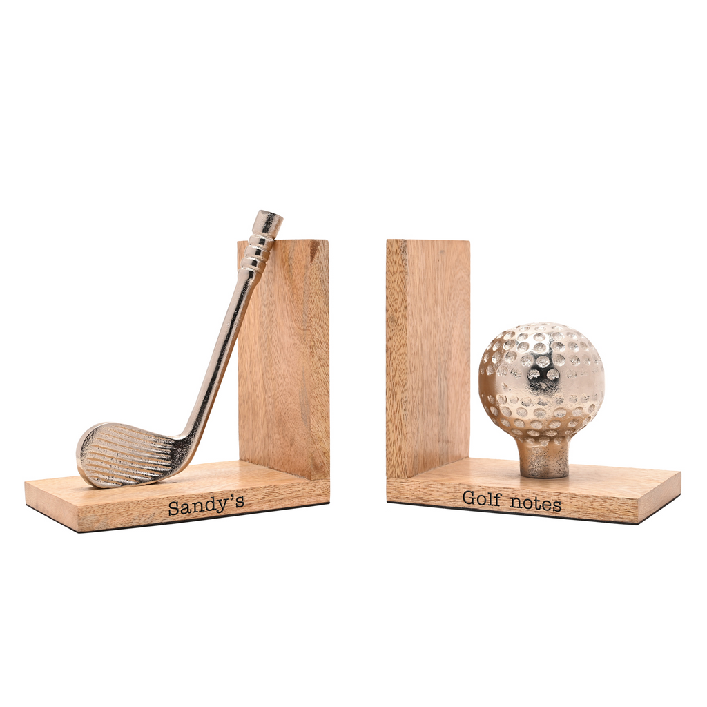 Personalised Rustic Wooden Golf Bookends