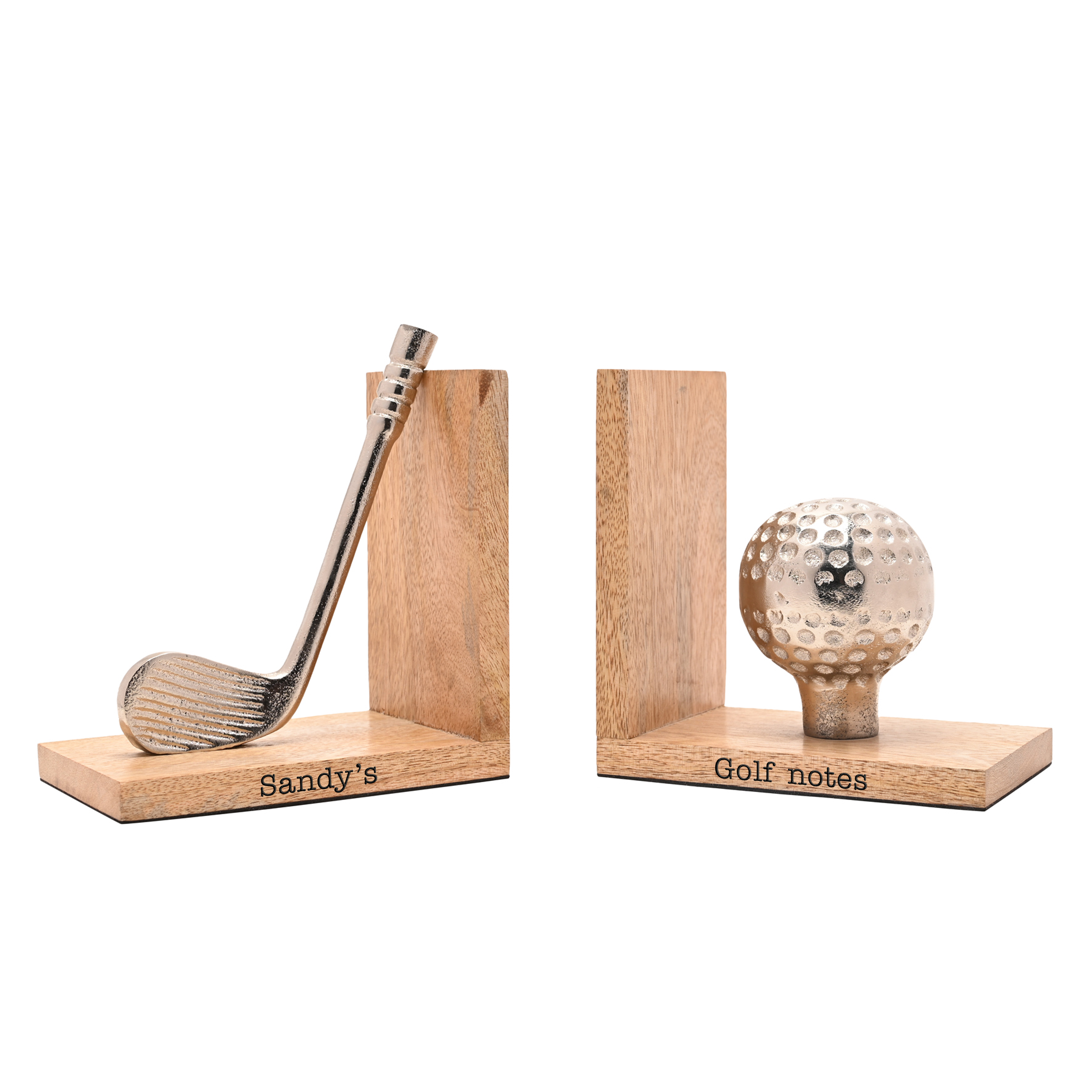 Personalised Rustic Wooden Golf Bookends