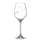 Monogrammed Cascade Flourish Wine Glass with Swarovski Crystals