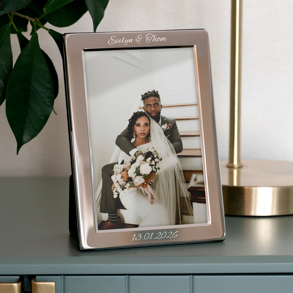 Personalised Silver Plated Portrait Photo Frame