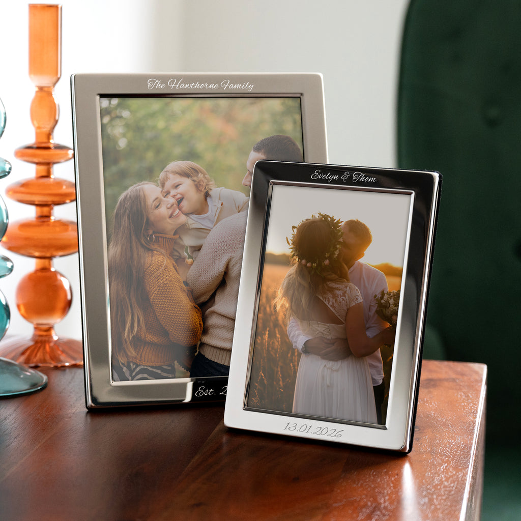 Personalised Silver Plated Portrait Photo Frame