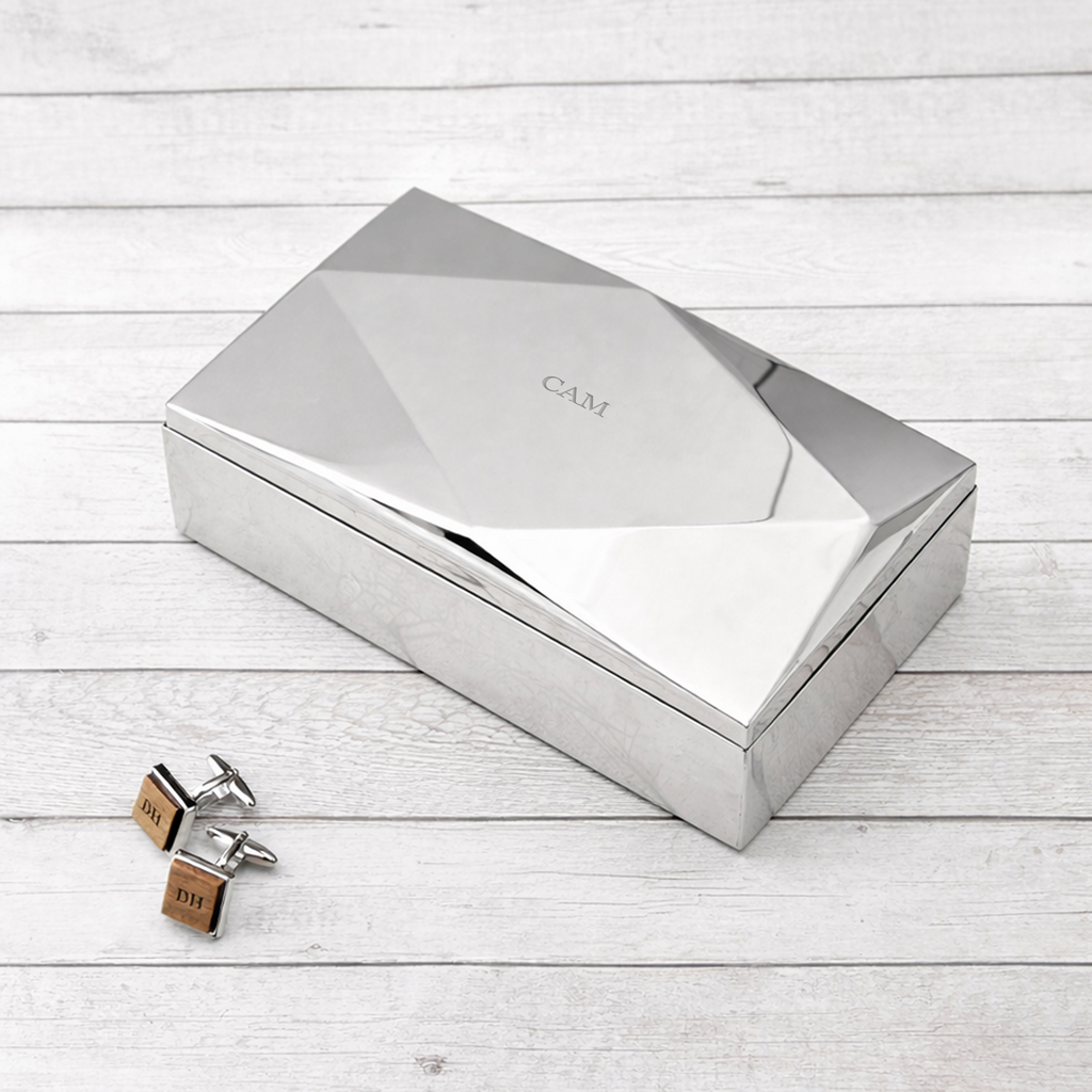 Monogrammed Men's Luxury Mirrored Geometric Valet Box