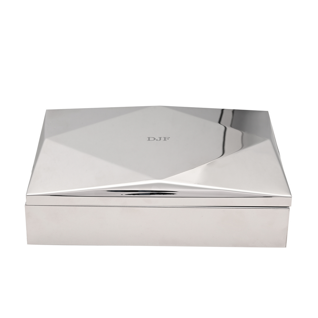 Monogrammed Men's Luxury Mirrored Geometric Valet Box