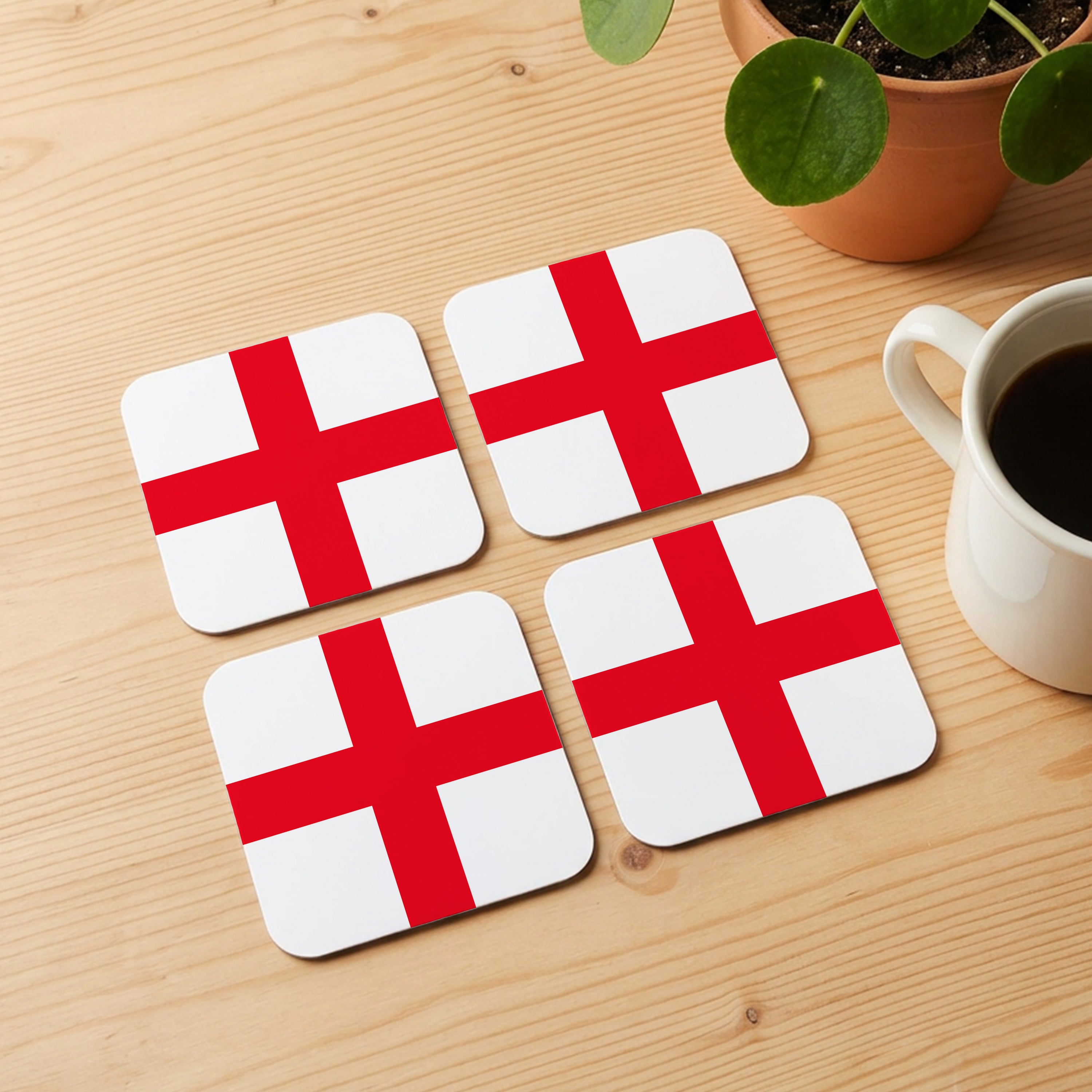 Personalised Flag Coasters with Cork Base - Set of 4