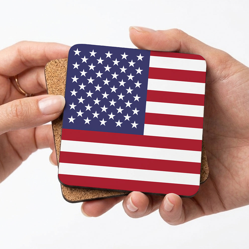 Personalised Flag Coasters with Cork Base - Set of 4