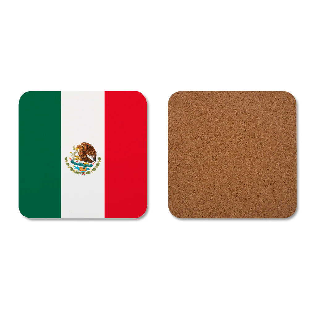 Personalised Flag Coasters with Cork Base - Set of 4
