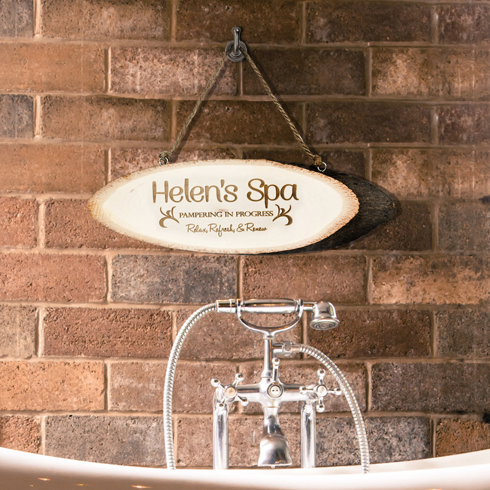 Personalised Relaxing Spa Wooden Sign