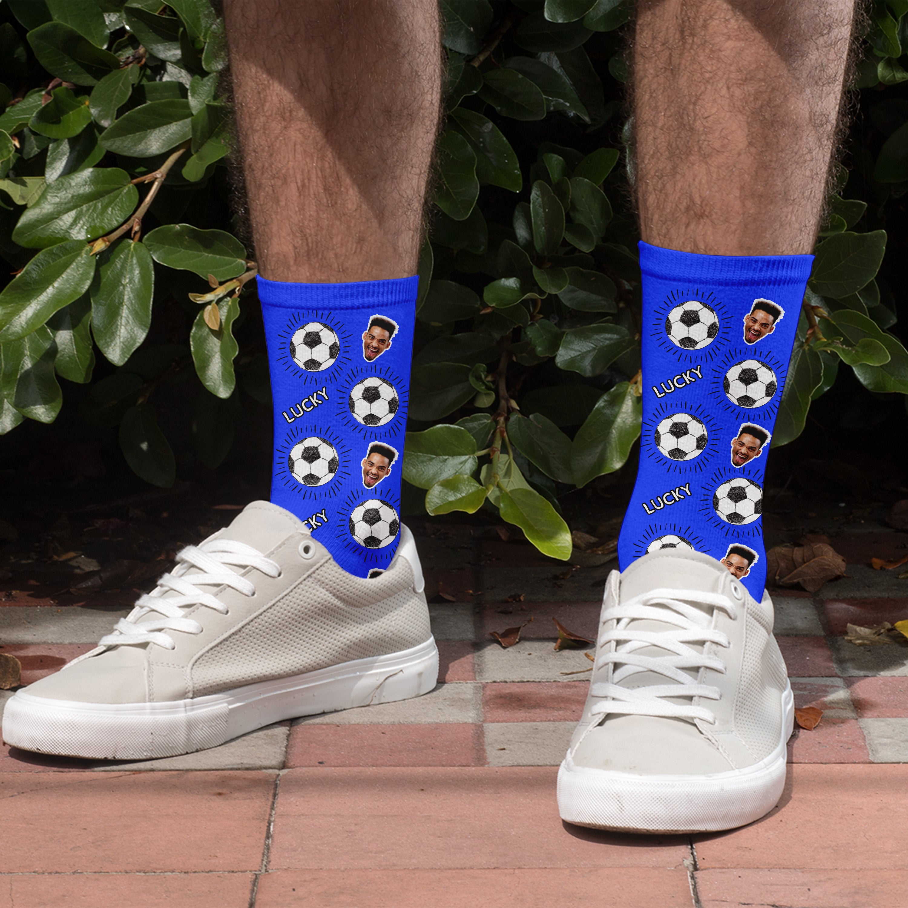 Personalised Lucky Football Photo Socks