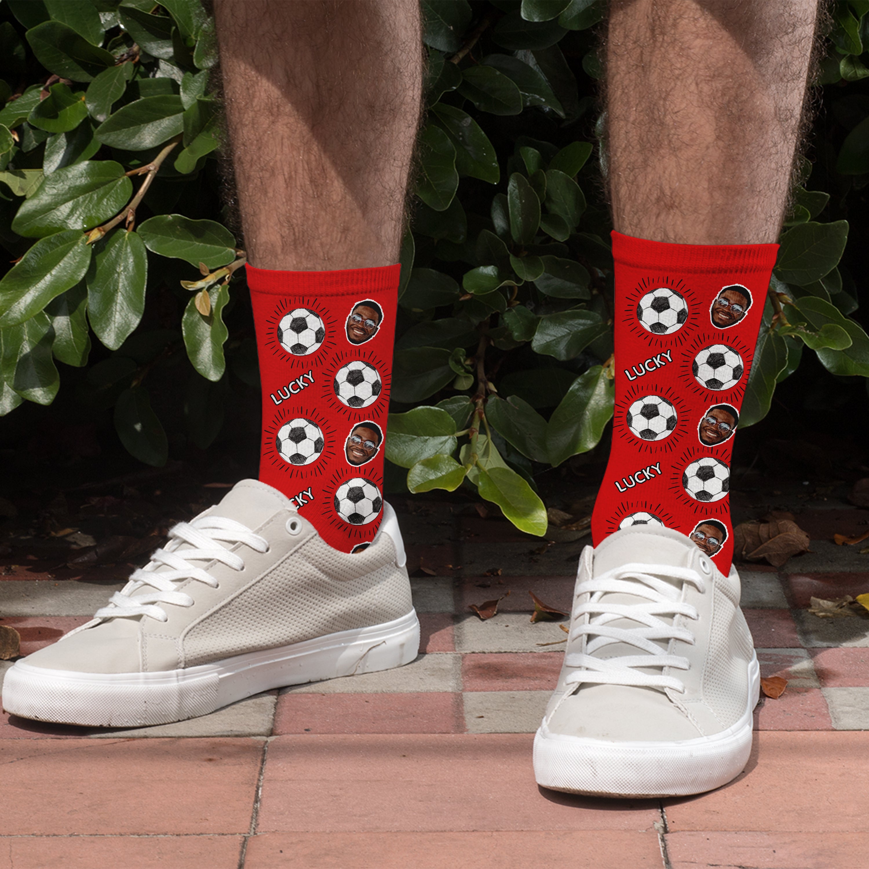Personalised Lucky Football Photo Socks