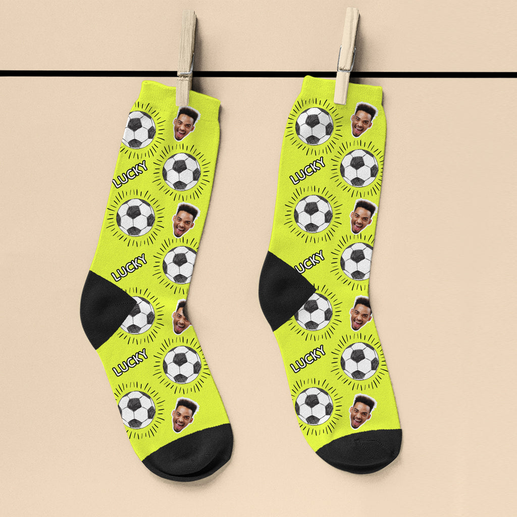 Personalised Lucky Football Photo Socks