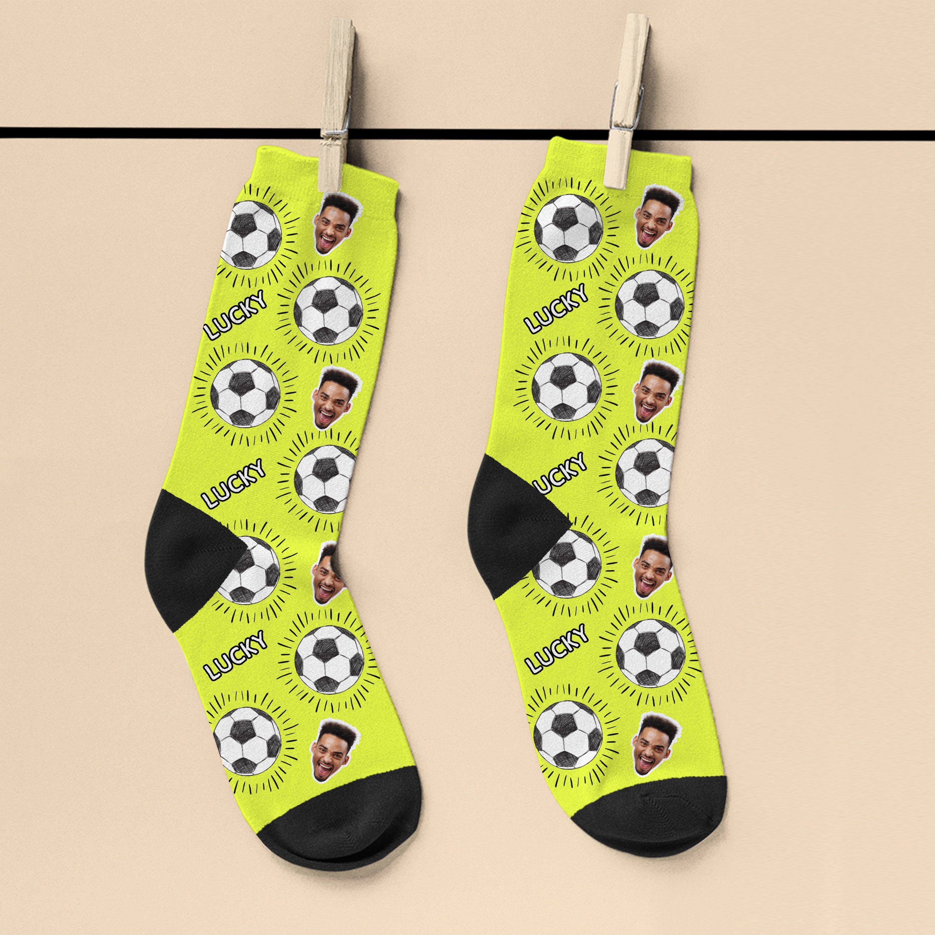 Personalised Lucky Football Photo Socks