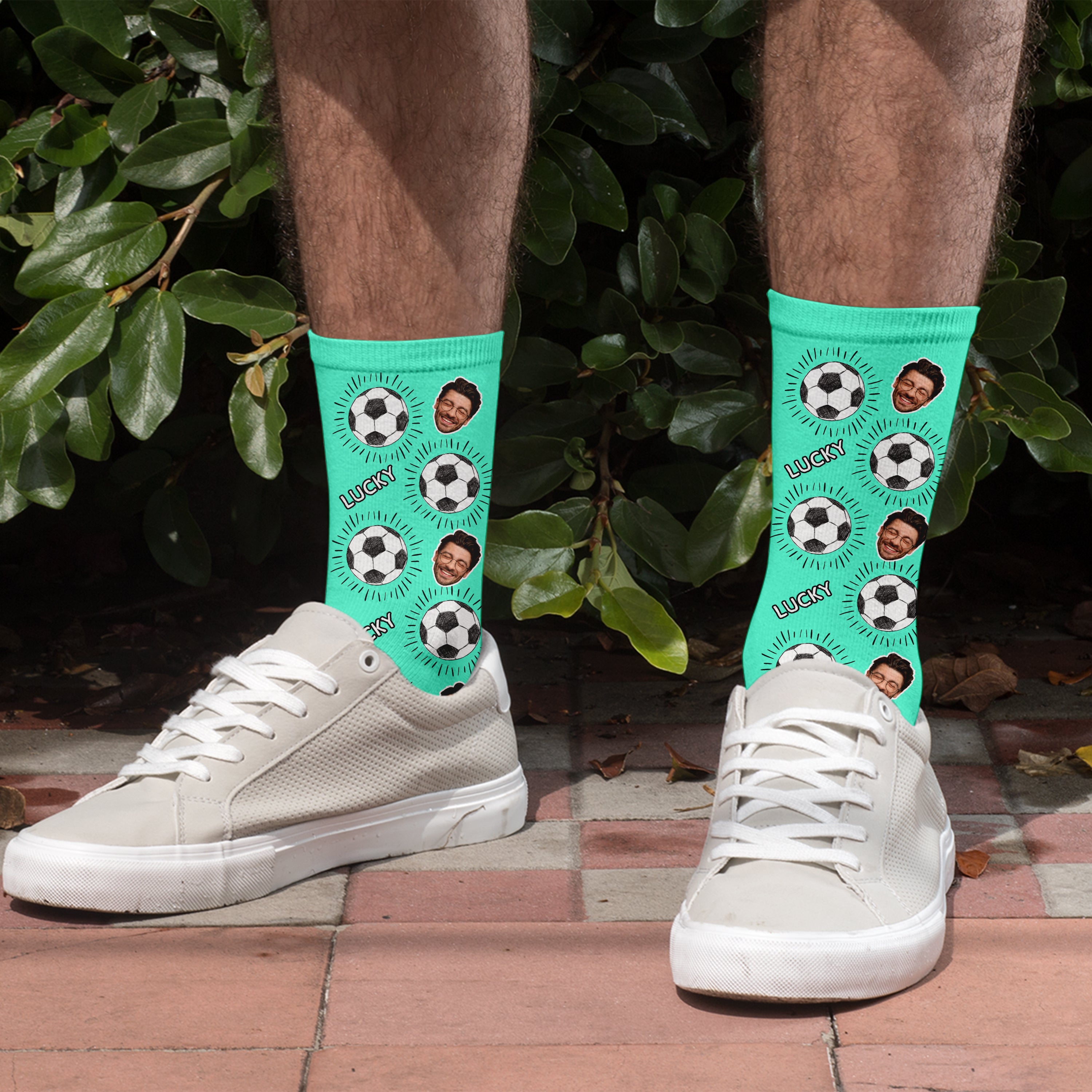 Personalised Lucky Football Photo Socks