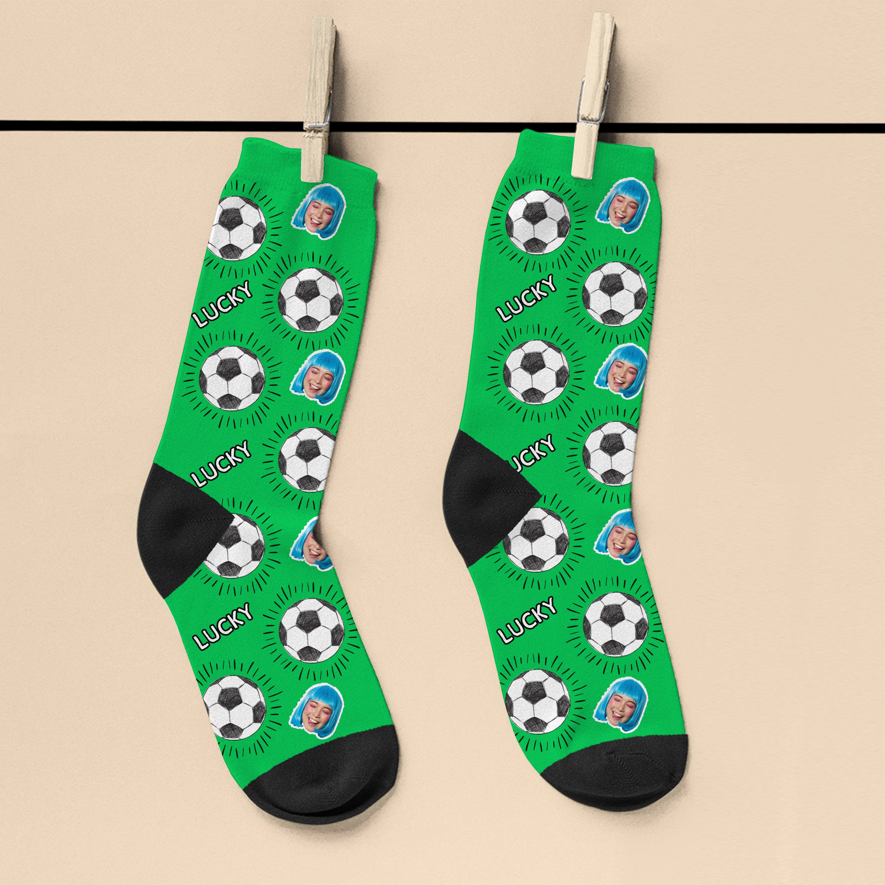 Personalised Lucky Football Photo Socks