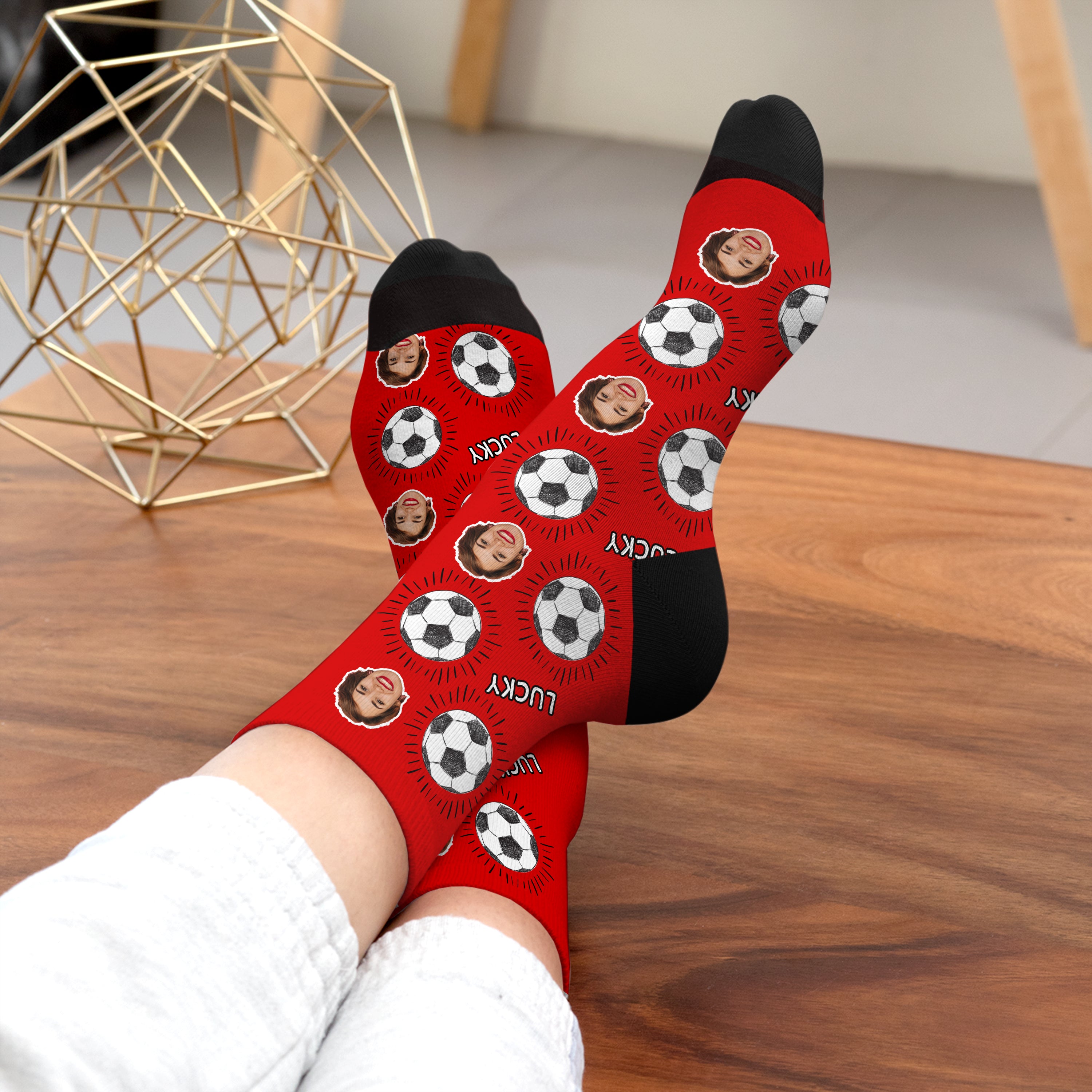 Personalised Lucky Football Photo Socks