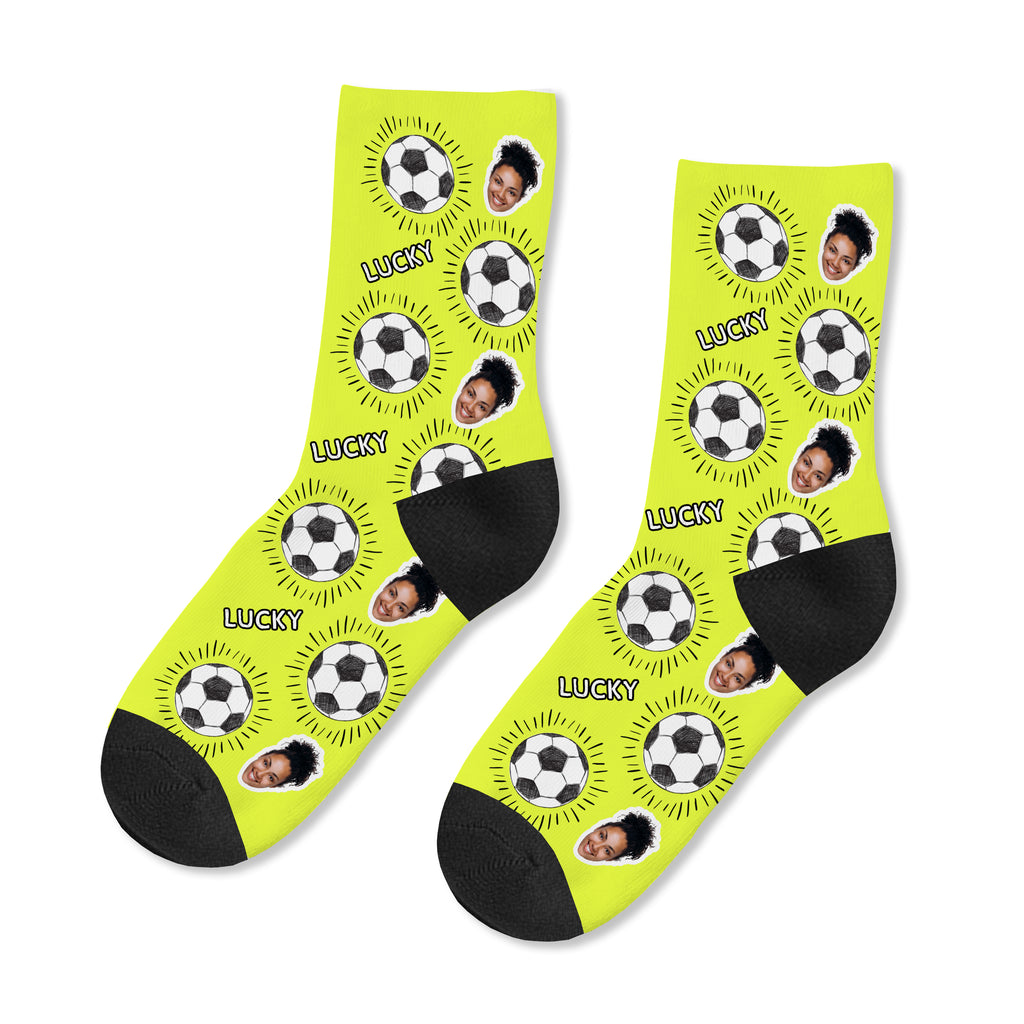 Personalised Lucky Football Photo Socks
