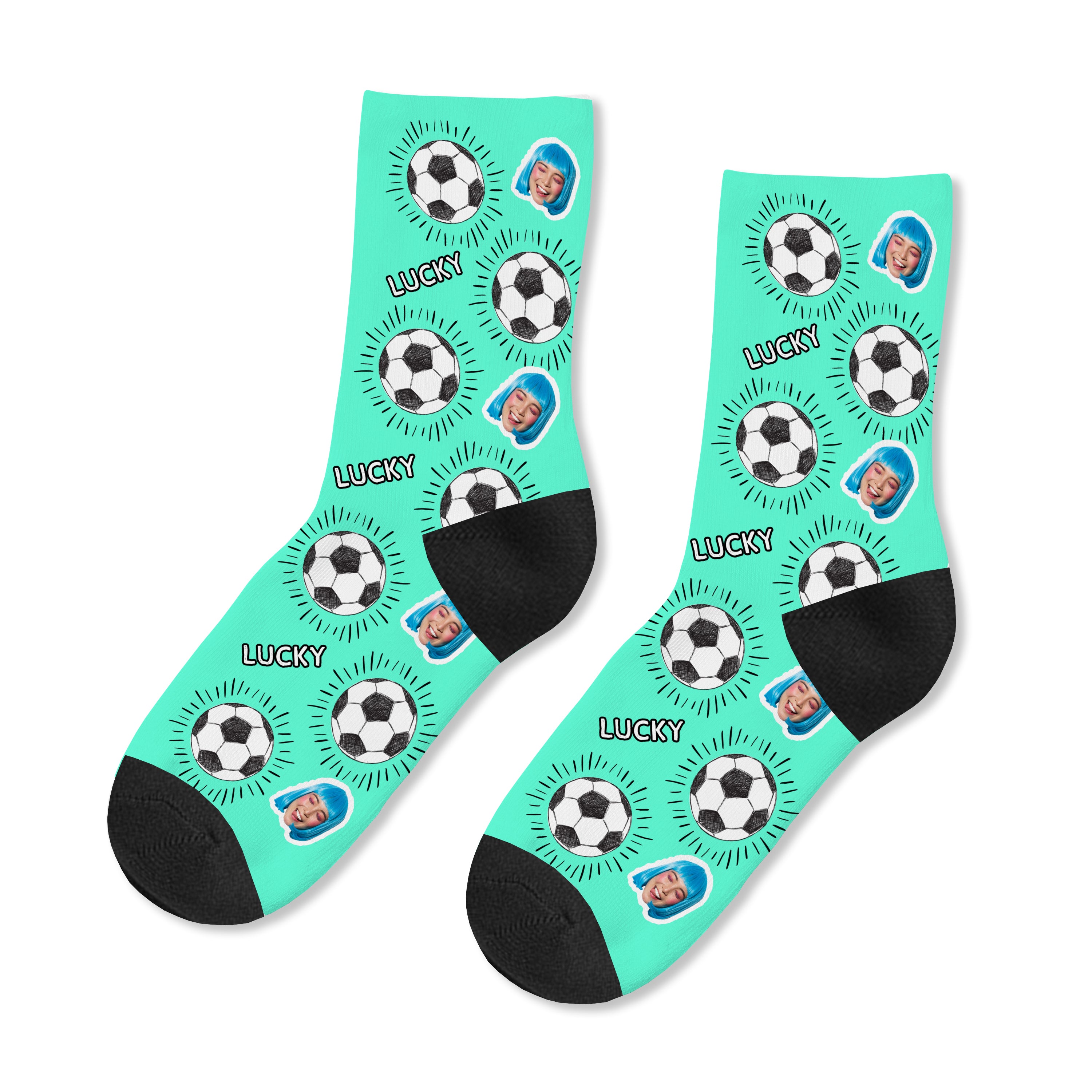 Personalised Lucky Football Photo Socks