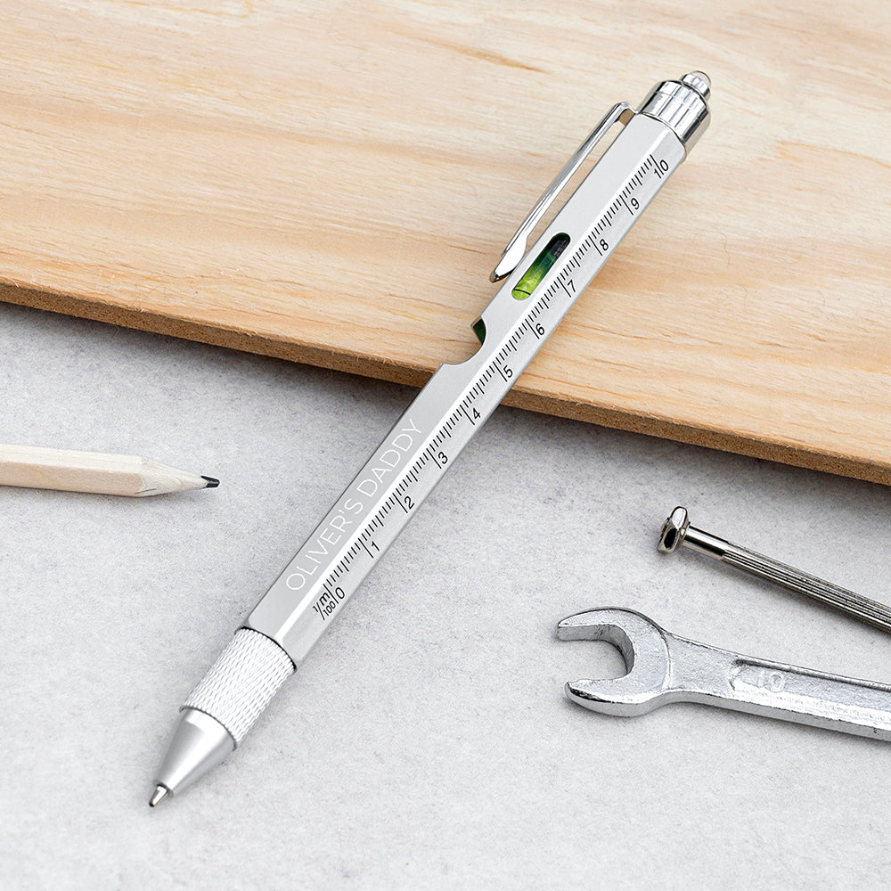 Personalised Spirit Level Multitool Pen with LED Torch