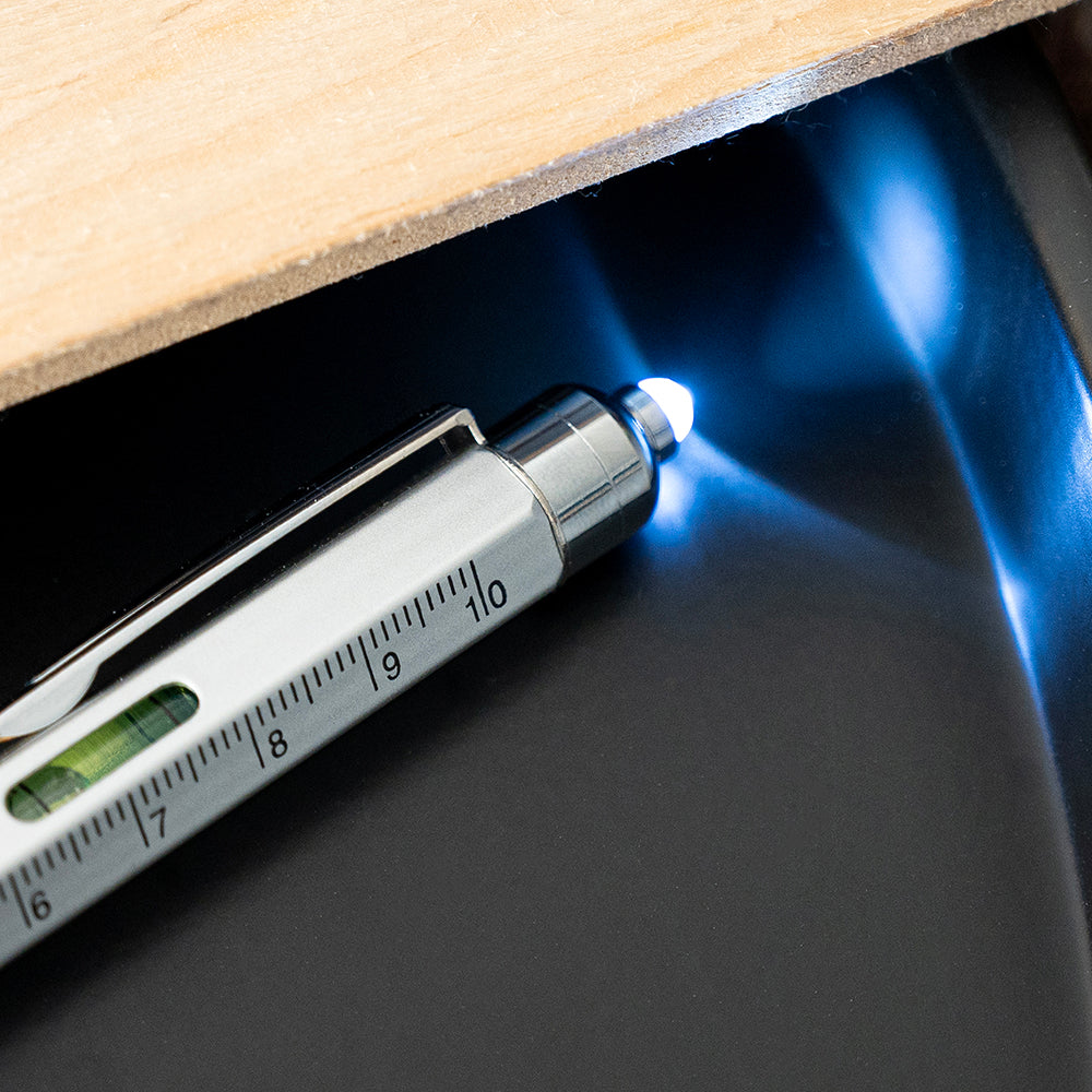 Personalised Spirit Level Multitool Pen with LED Torch