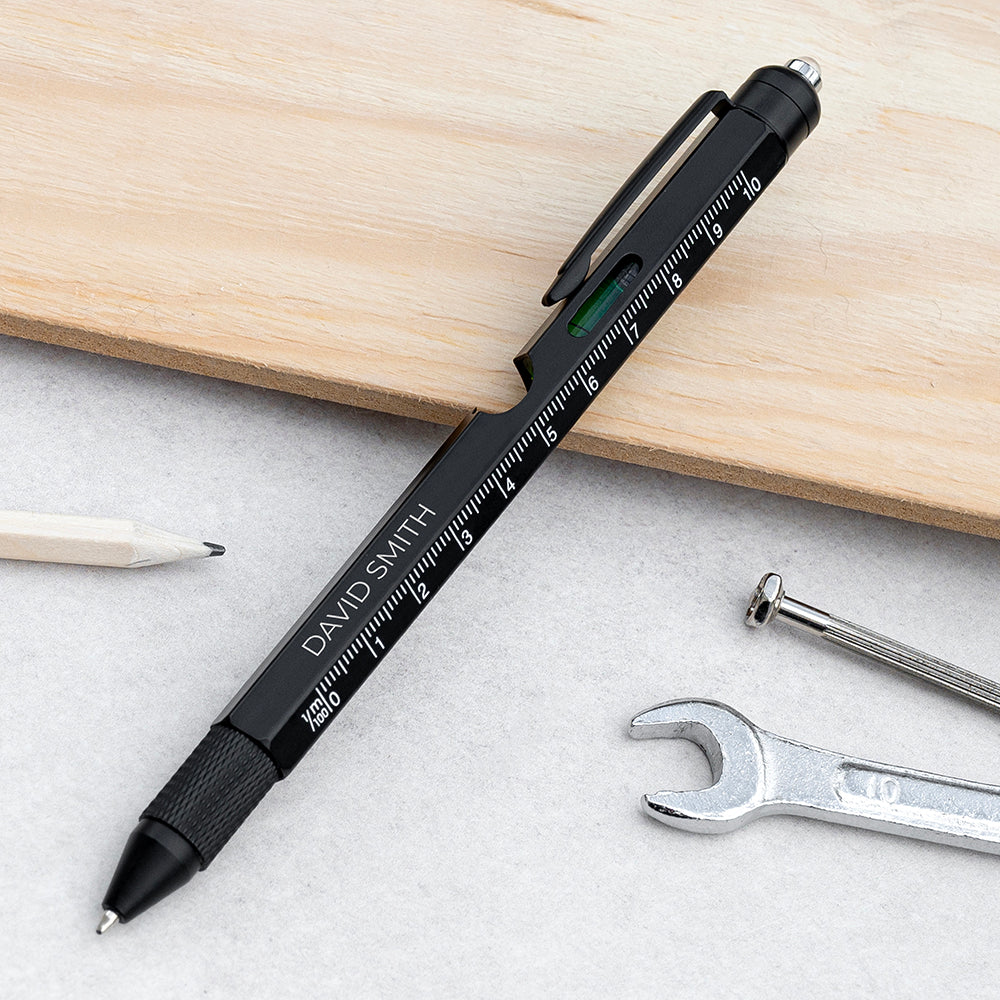 Personalised Spirit Level Multitool Pen with LED Torch
