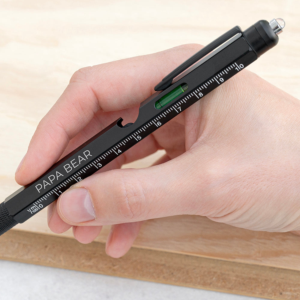 Personalised Spirit Level Multitool Pen with LED Torch