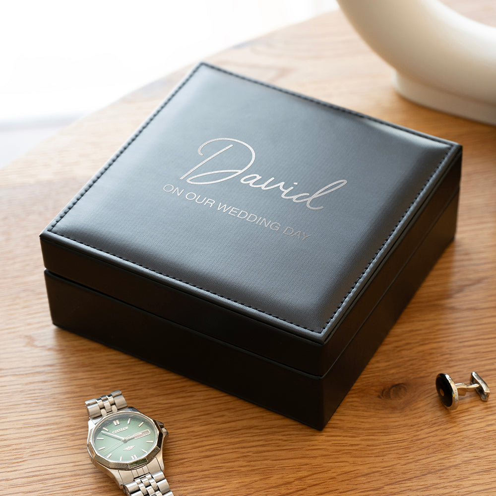 Personalised Men's Black Jewellery Box