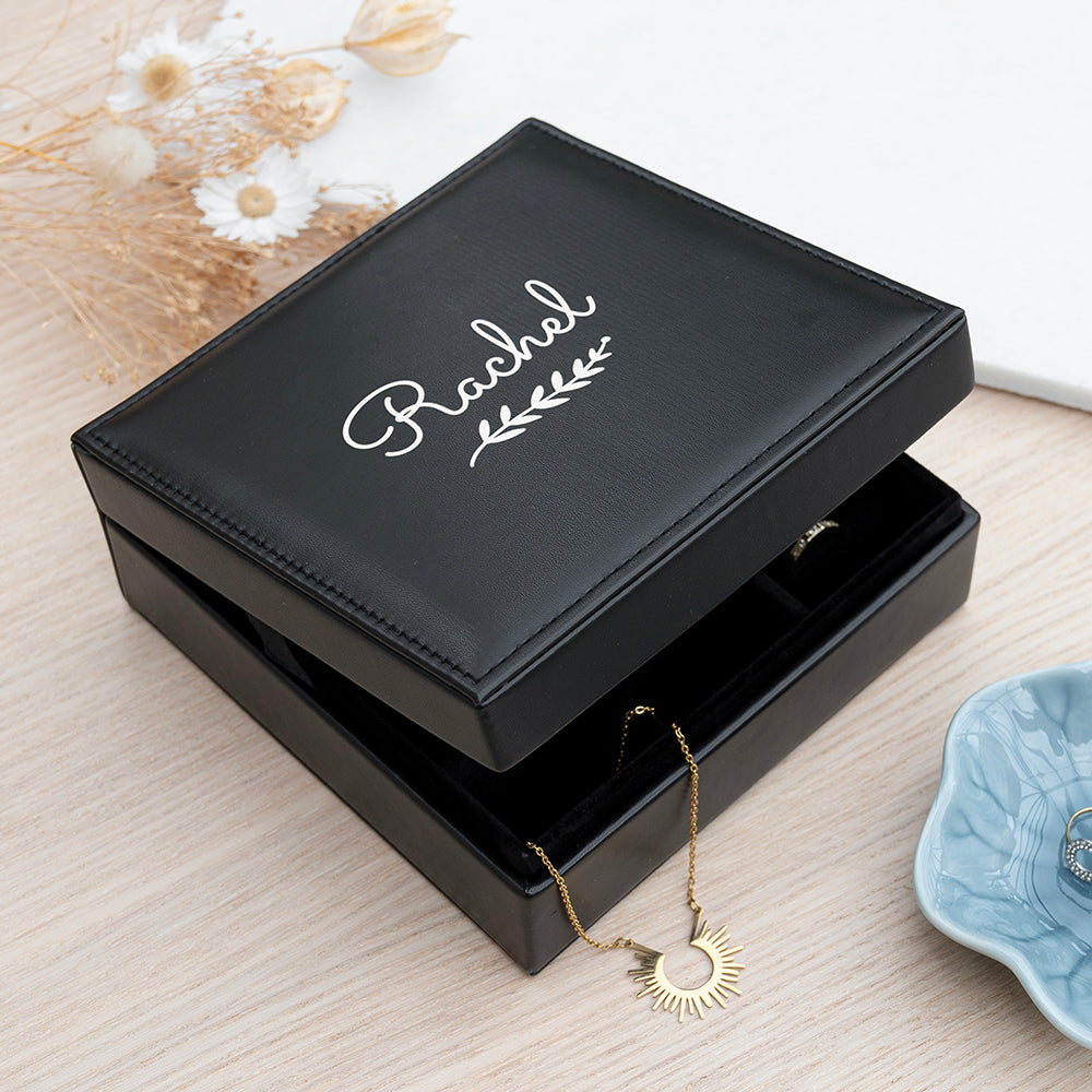 Personalised Luxury Black Garland Jewellery Box