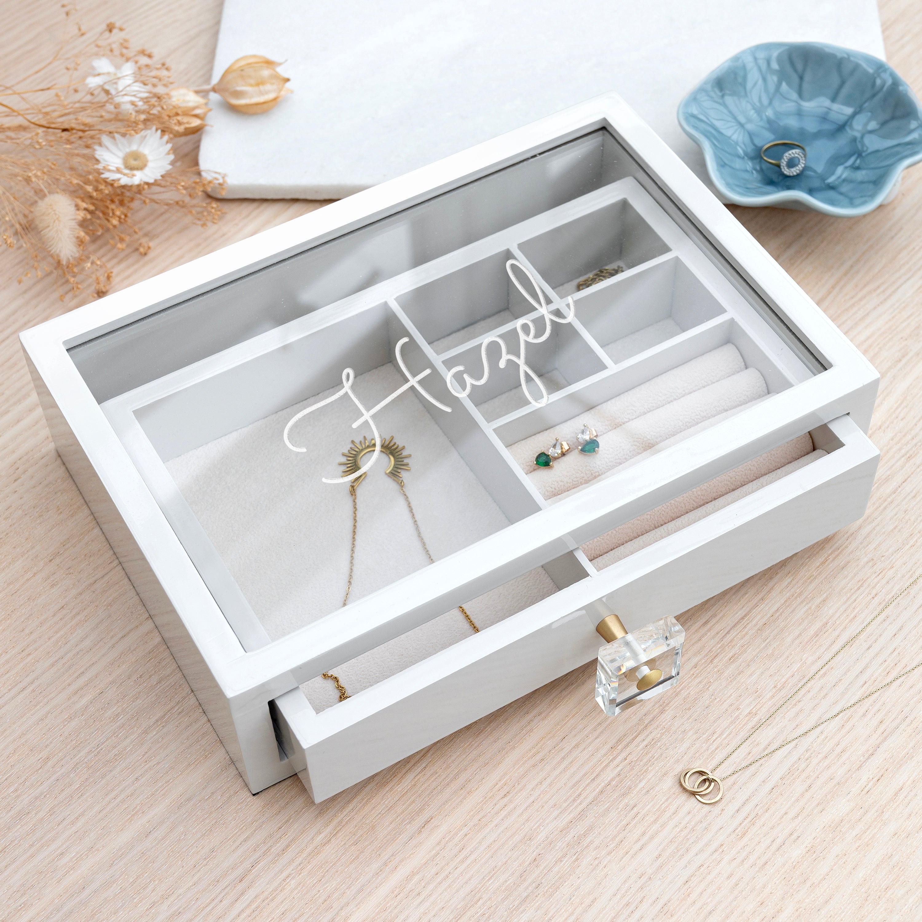 Personalised Luxury Glass Drawer Jewellery Box