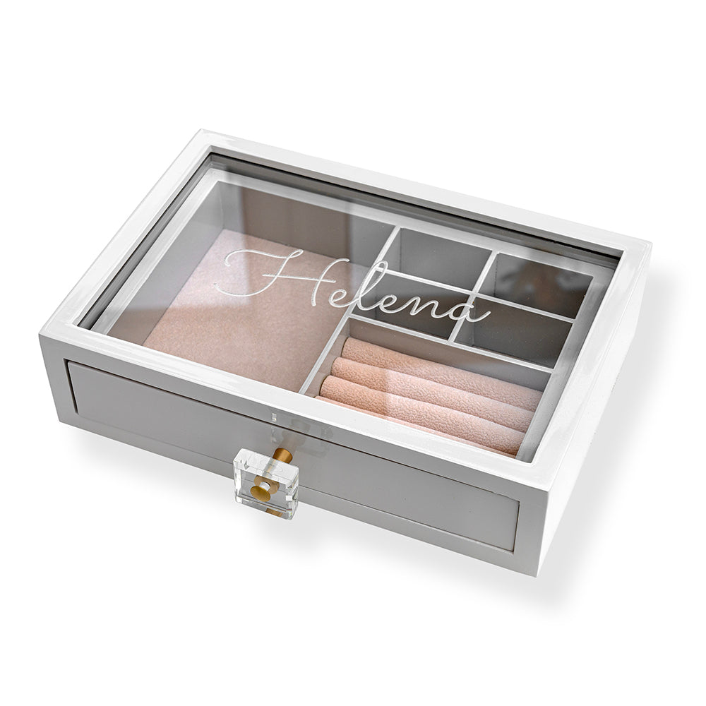 Personalised Luxury Glass Drawer Jewellery Box
