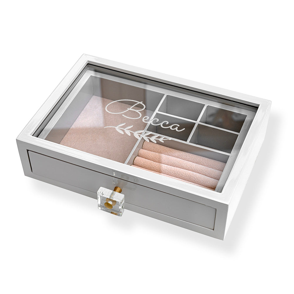 Personalised Garland Glass Drawer Jewellery Box