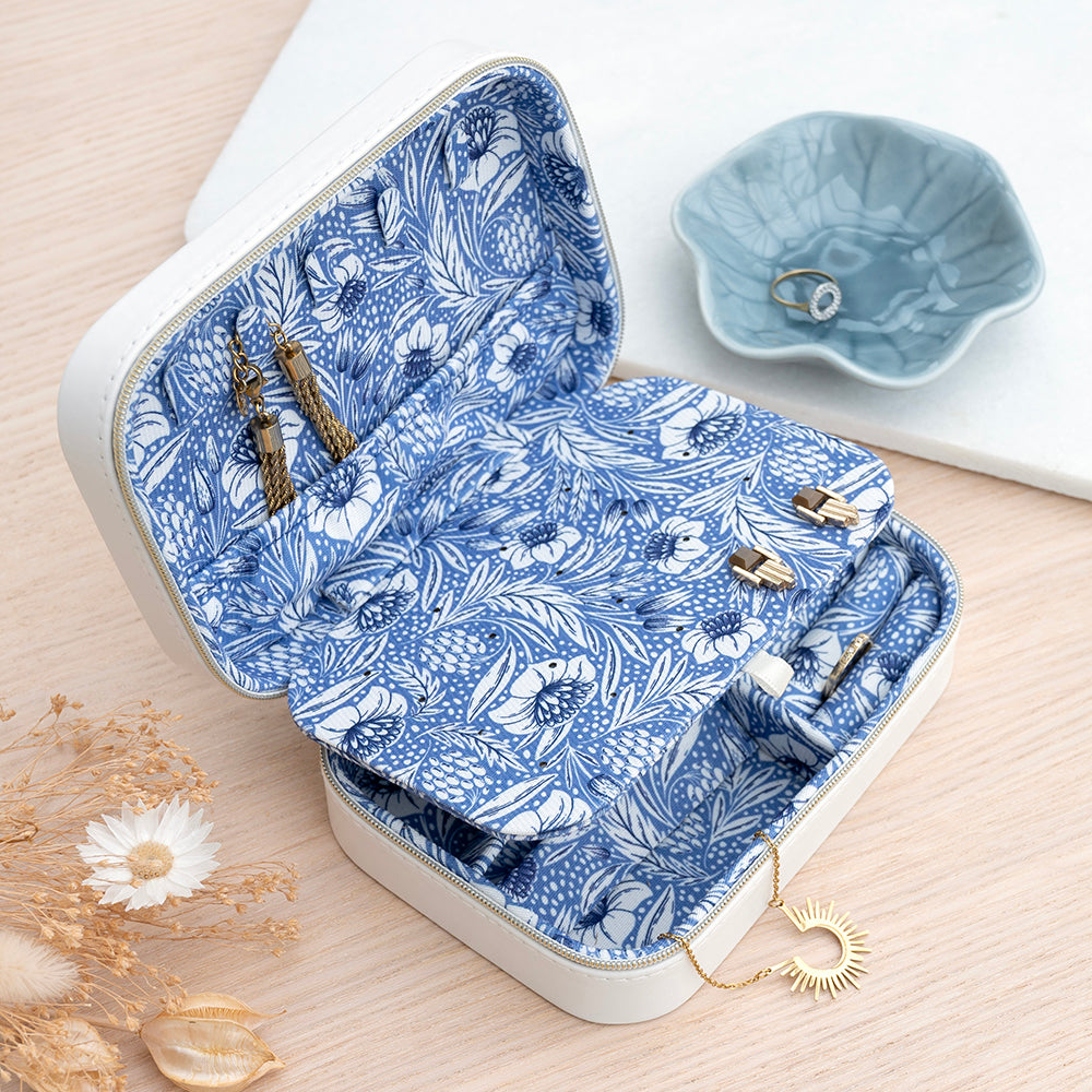 Luxury Night Sky Jewellery Case with Blue Floral Interior