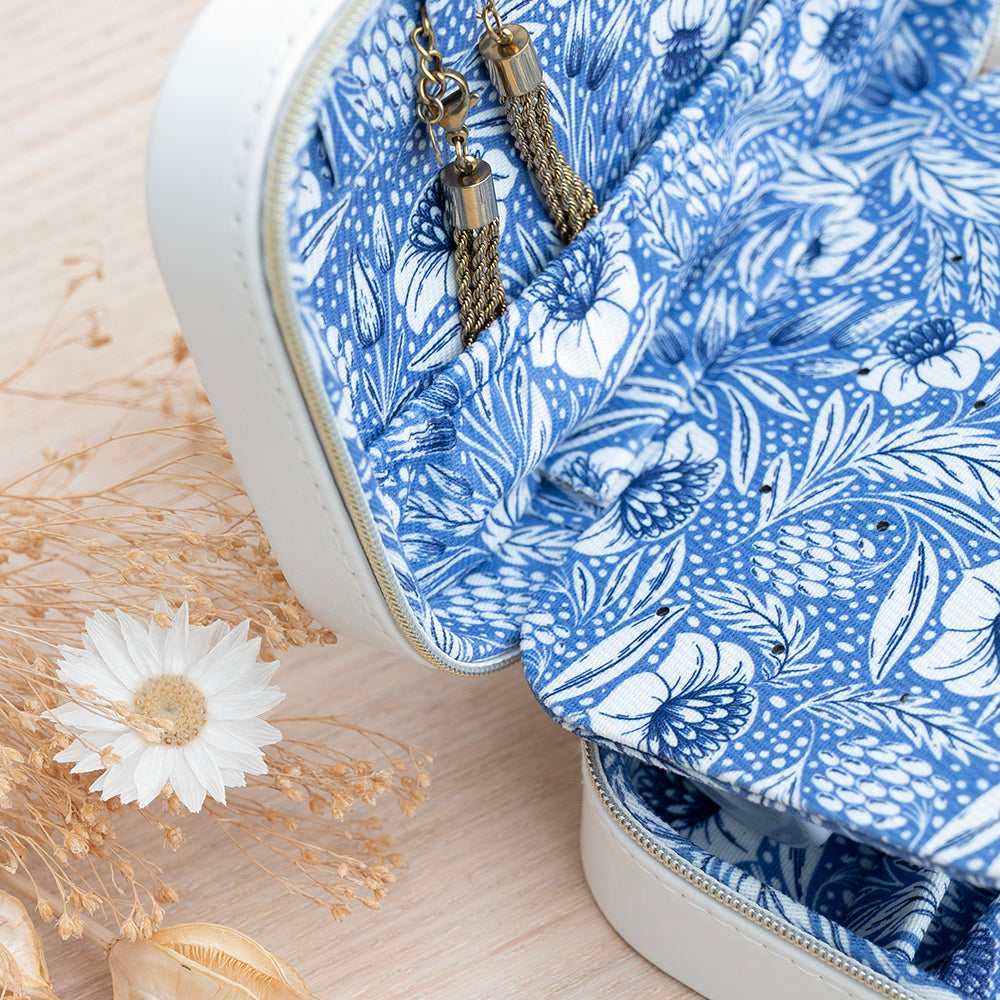 Luxury Night Sky Jewellery Case with Blue Floral Interior