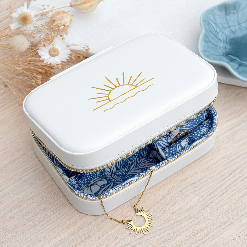 White and Blue Floral Sunset Trinket Box