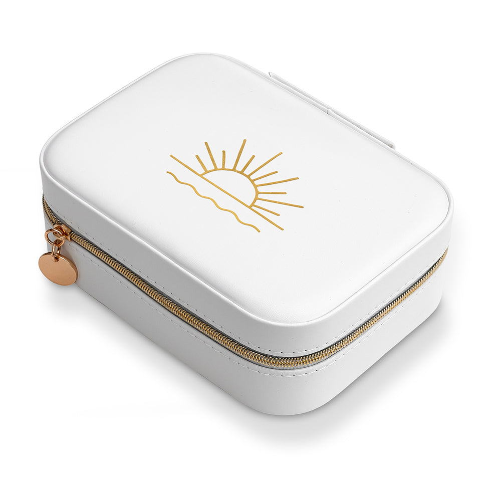White and Blue Floral Sunset Trinket Box