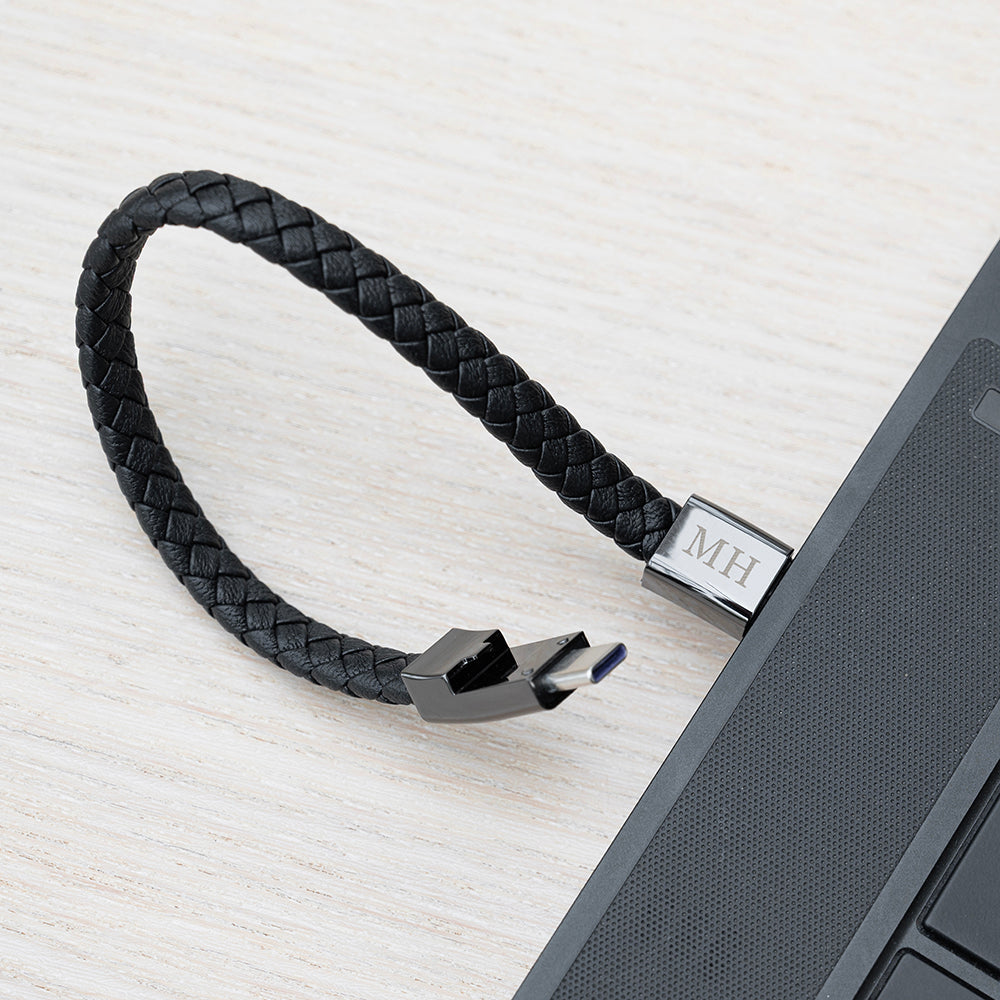 Personalised Men's USB-C to USB-A Charger Bracelet