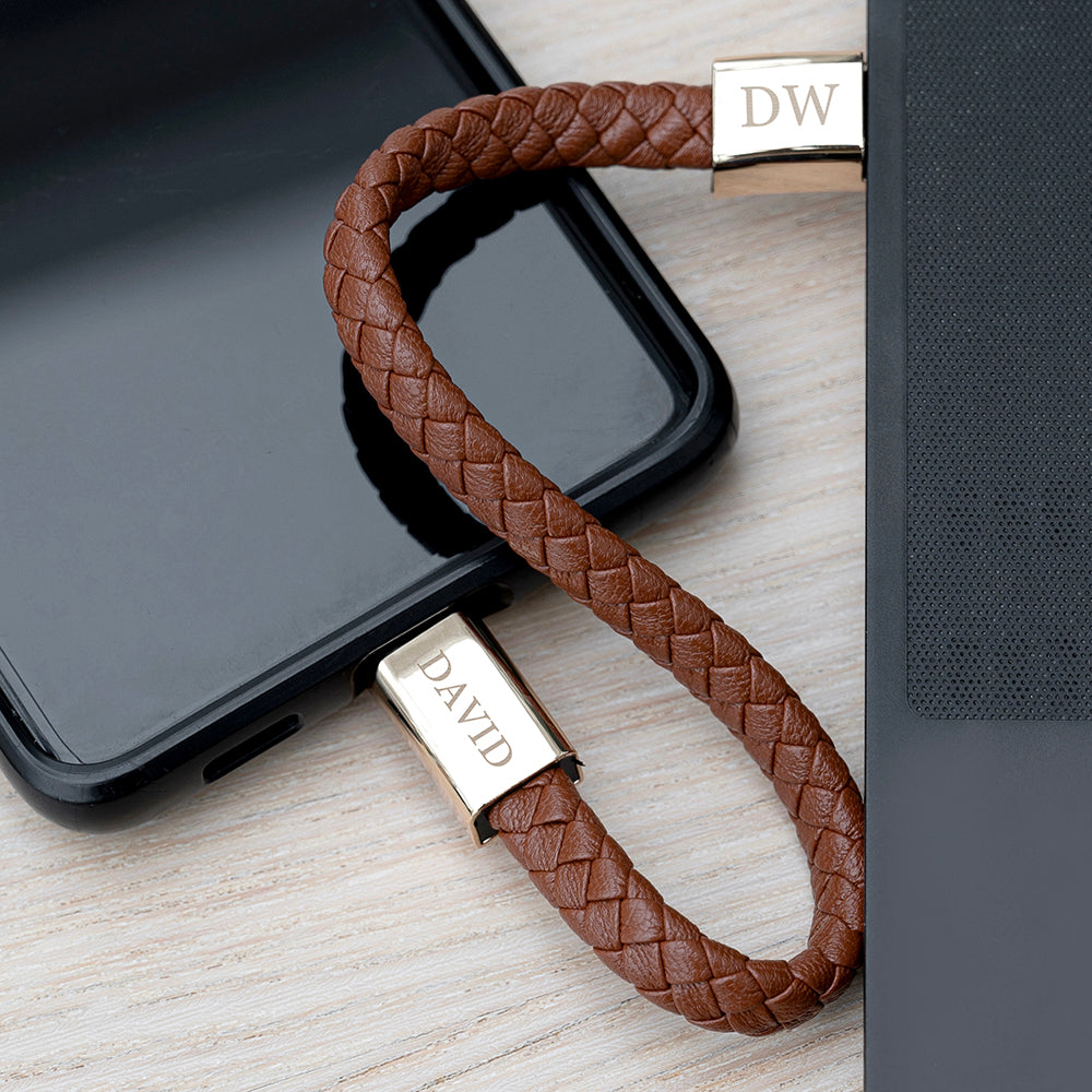 Personalised Men's USB-C to USB-A Charger Bracelet