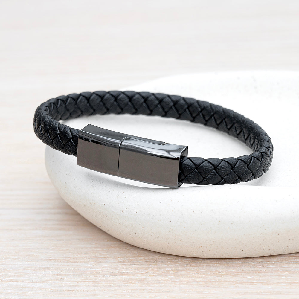 Personalised Men's Secret Message USB Cable Bracelet