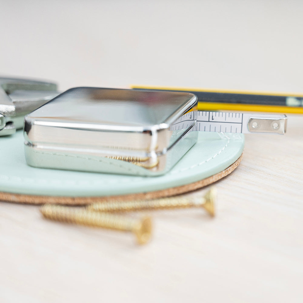 Personalised Silver Tone Square Tape Measure