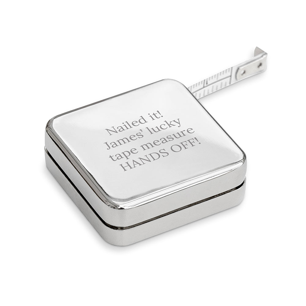 Personalised Silver Tone Square Tape Measure