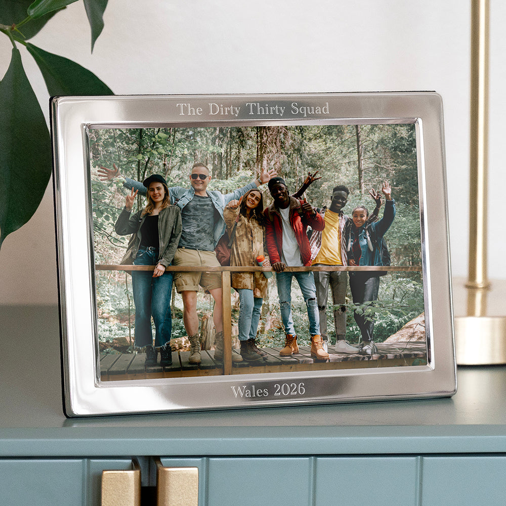 Personalised Silver Plated Landscape Photo Frame
