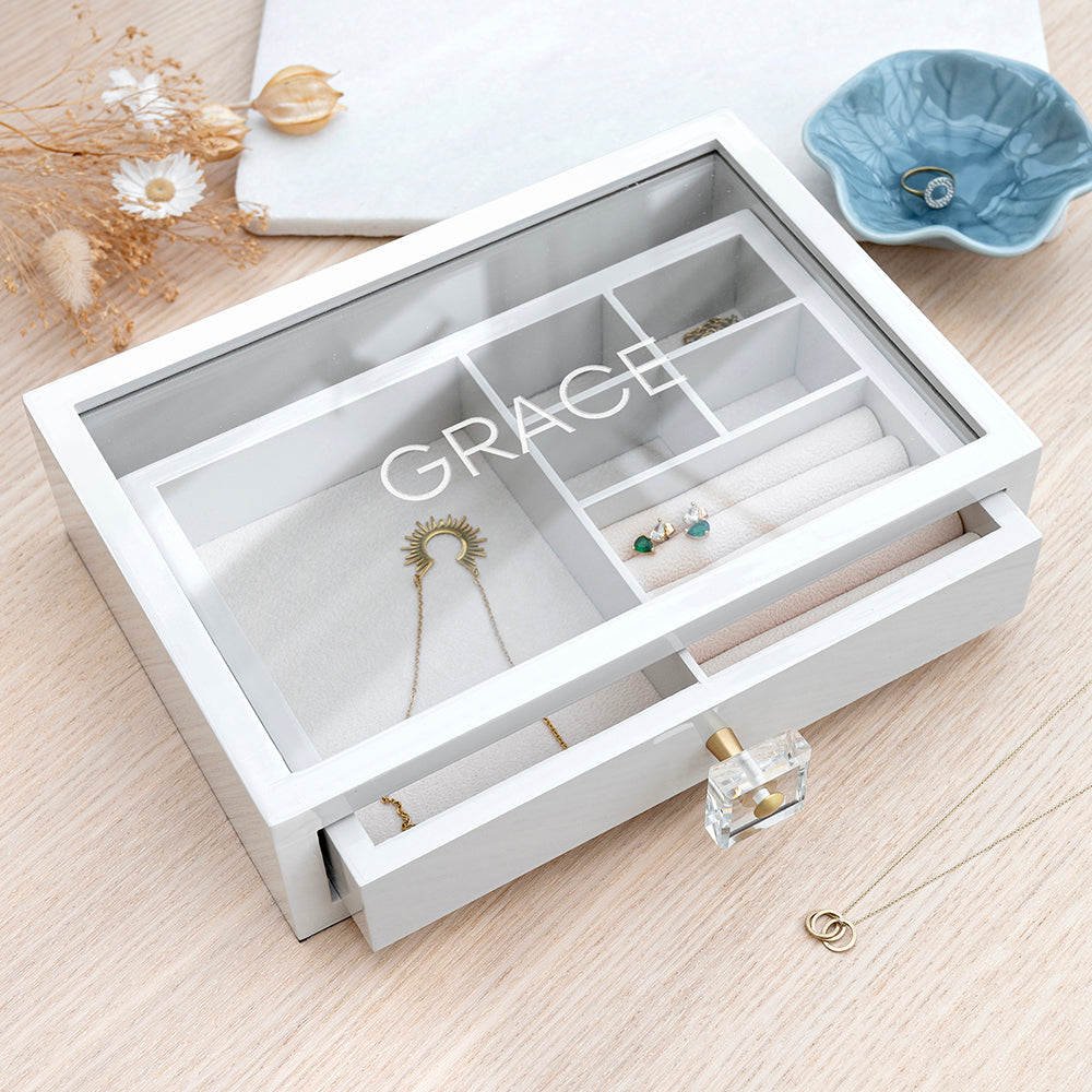 Personalised Luxury Glass Drawer Jewellery Box