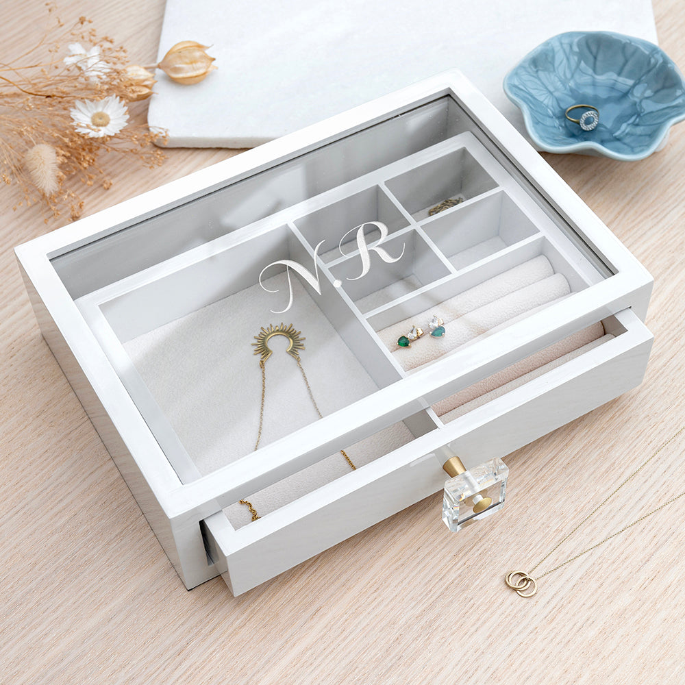 Personalised Luxury Glass Drawer Jewellery Box
