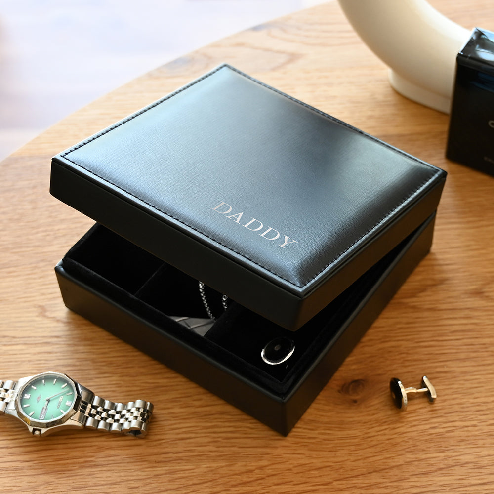 Personalised Classic Black Square Jewellery Box