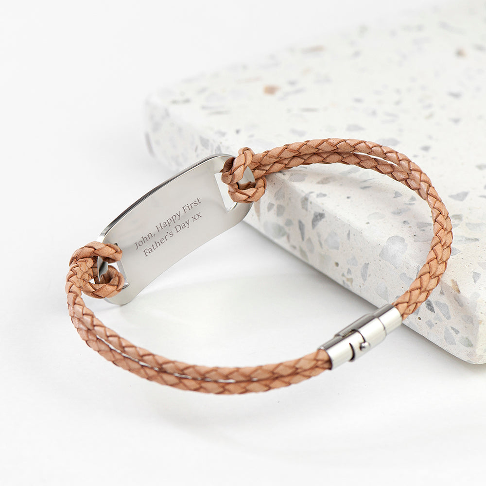 Personalised Men's Anchor Statement Leather Bracelet