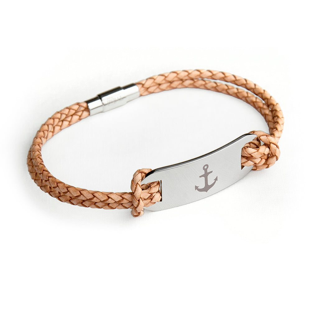 Personalised Men's Anchor Statement Leather Bracelet