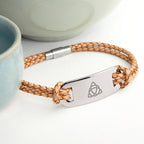 Personalised Men's Celtic Trinity Statement Leather Bracelet