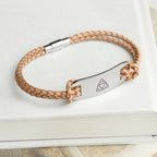 Personalised Men's Celtic Trinity Statement Leather Bracelet
