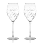 Personalised Botanical Crystal Wine Glasses - Set of Two