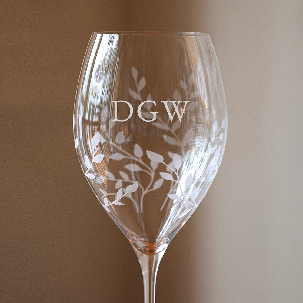 Personalised Botanical Crystal Wine Glasses - Set of Two